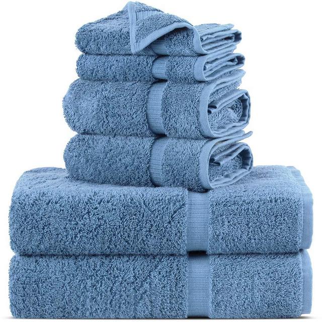 Towel Bazaar Premium Turkish Cotton Super Soft and Absorbent Towels (6-Piece Towel Set, Wedgewood)