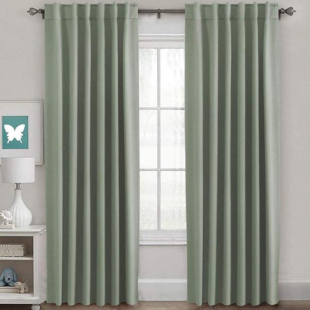 Blackout Curtains Thermal Insulated Window Treatment Panels Room Darkening Blackout Drapes for Living Room Back Tab/Rod Pocket Bedroom Draperies, 52 x 84 Inch, Sage, 2 Panels