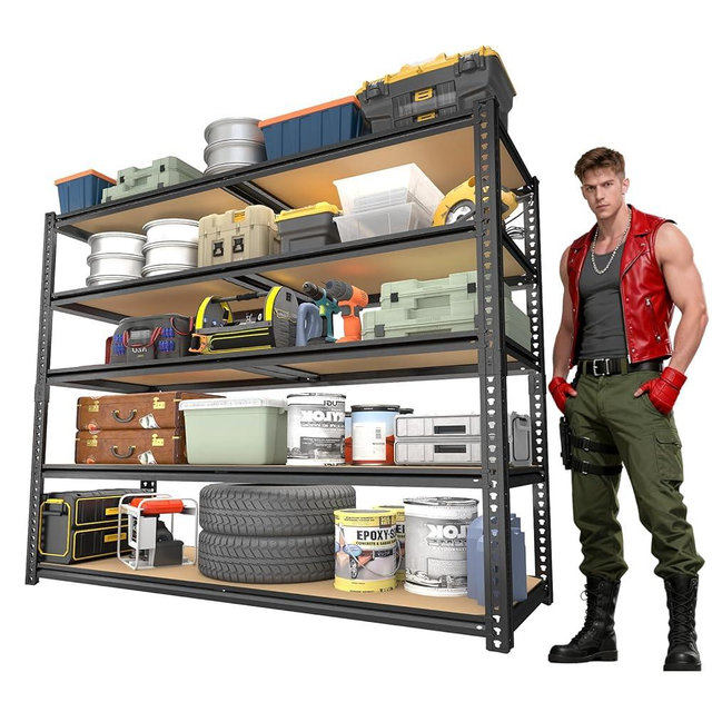 ZEUKMXOO Garage Racks for Storage，5-Tier Adjustable Garage Shelving Storage Shelves,2400LBS Capacity Heavy Duty Shelving for Carport Warehouse Basement,72" H x40 W x20 D