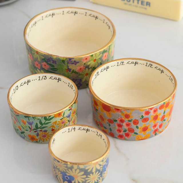 Ceramic Nesting Measuring Cups - Multi Floral