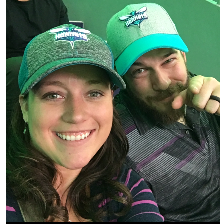 Our first Hornets basketball game in Charlotte.