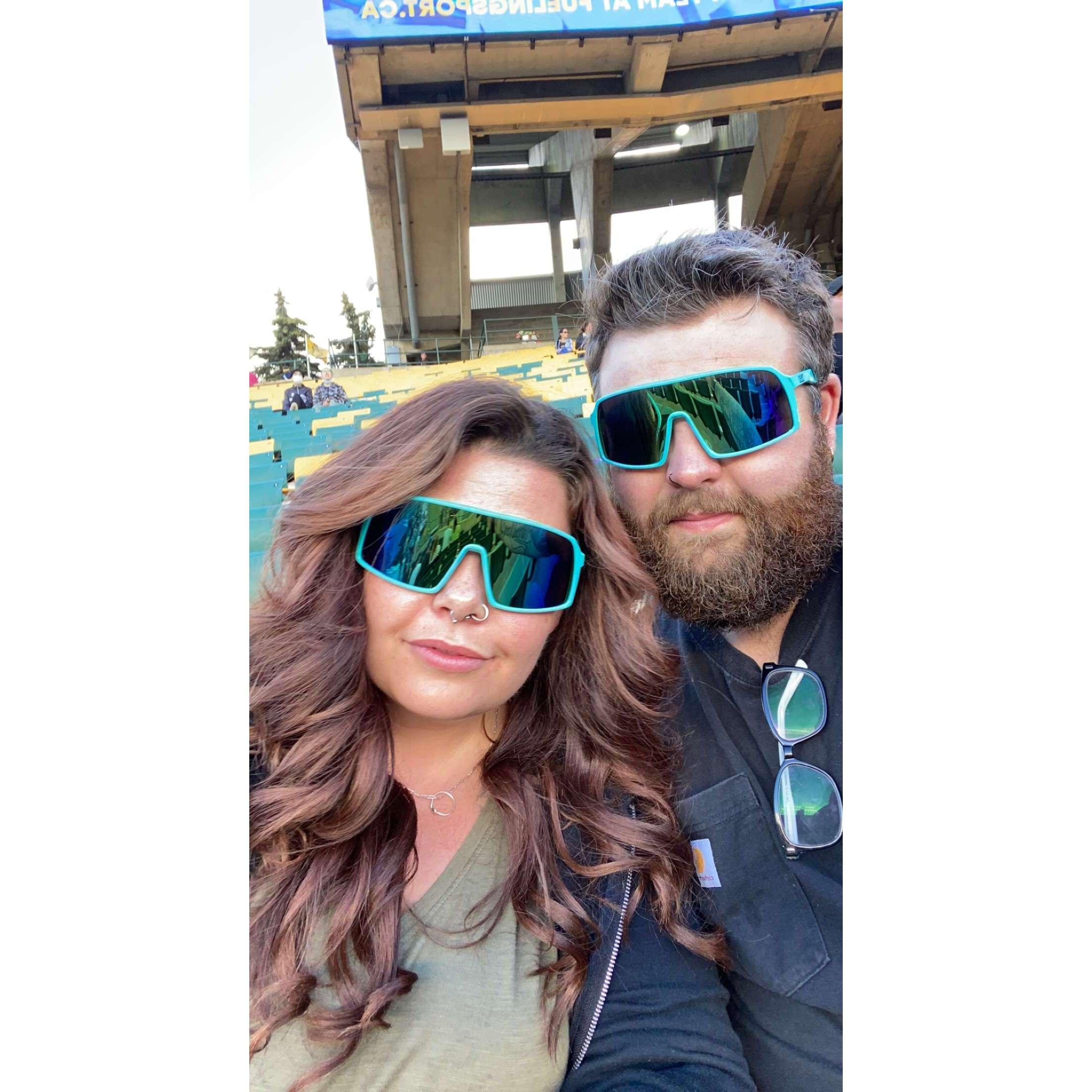 First Football game together. Brandi might have been more excited for the free sunglasses