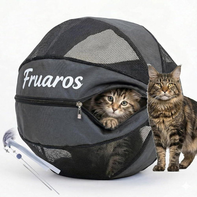 Fruaros Outdoor Cat Exercise Ball 2.0, Breathable Interactive Rolling Toy for Indoor & Outdoor Play, Durable Lightweight Cat Play Ball for Exercise & Enrichment (Gray)