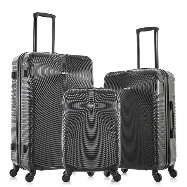 DUKAP Inception Lightweight Hardside Checked Spinner Luggage Set 3pc - Black