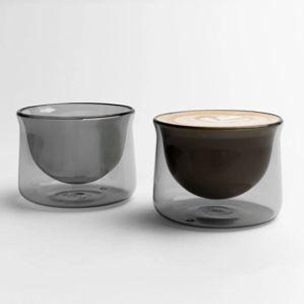 FLUR Latte Glasses | Double-Walled Borosilicate Cups in Black