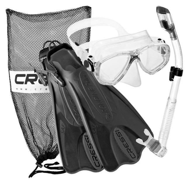 Cressi Palau Mask Fin Snorkel Set with Snorkeling Gear Bag, TT-LXL