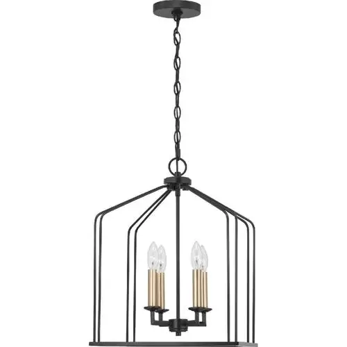Progress Lighting Frisco Black and Gold Pendant Light Farmhouse Lantern Pendant Light