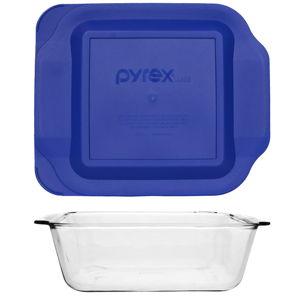 Pyrex 2.5-Qt Deep Glass Baking Dish with Blue Storage Lid – Made in USA