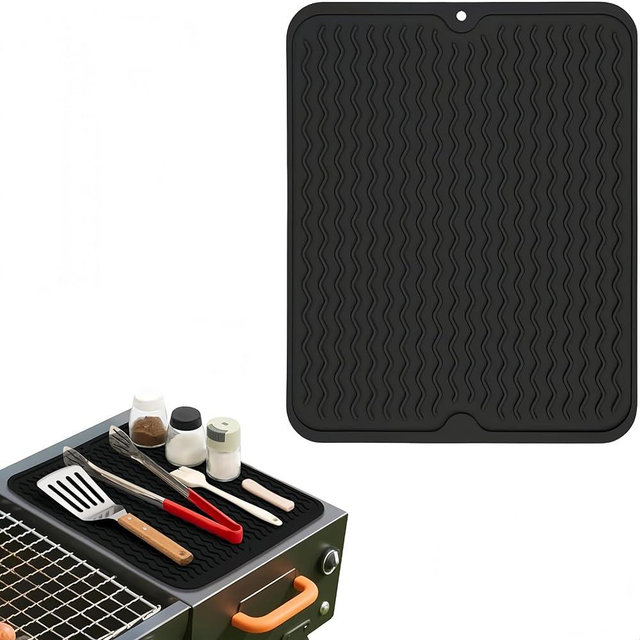 Geban 14x11" Silicone Griddle Mat for Blackstone Grill, Heat Resistant BBQ Tool Mat for Outdoor Grilling, Camping Cooking, Griddle Grill Accessories (Black)