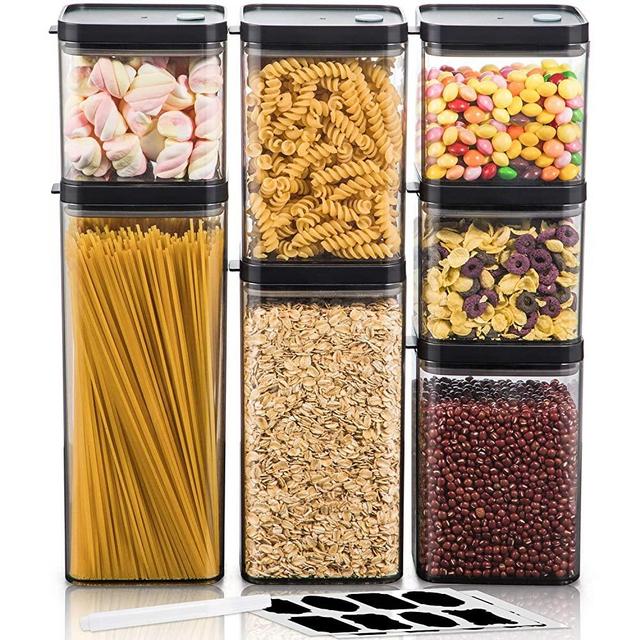 Food Storage Containers with Lids Airtight, Ohuhu 7 Pieces Cereal Containers Storage Set, Ultra Airtight & No-Leak, Dry Food, Pantry Storage, Kitchen Organization with Labels and 1 Marker