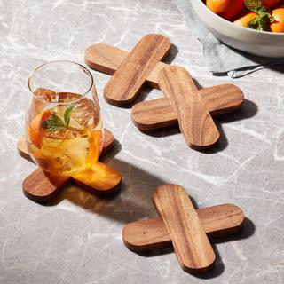 X Wood Coasters, Set of 4