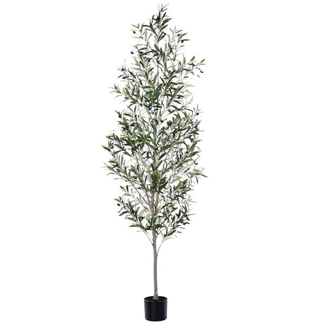 Jocoevol Olive Tree, 7FT Artificial Indoor Tall Faux Olive Trees w/Planter & Natural Wood Trunk and Lifelike Fruits, Fake Olive Artificial Tree for Home Office Decor