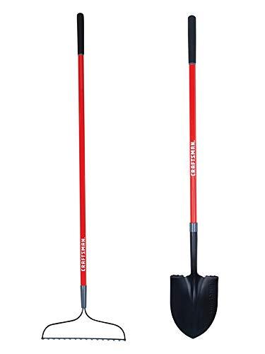 Craftsman CMXMKIT0010 2-Piece Long Fiberglass Handle Garden Tool Set with Digging Shovel and Bow Rake