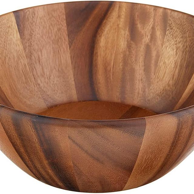 Lipper International Acacia Round Flair Serving Bowl for Fruits or Salads, Large, 12" Diameter x 4.5" Height, Single Bowl