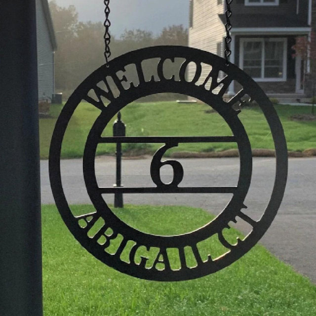 House Address Plaque w/ Street Name | Personalized Lamp Post Street Number Sign | Valentine's Day Gift Garden/Yard Address Decor Sign