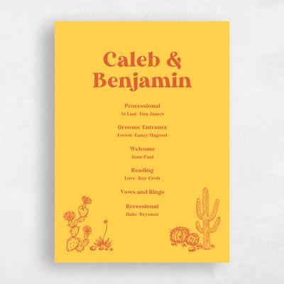 Yellow Wedding Program - Avondale