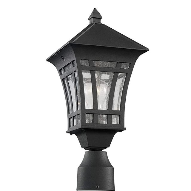 Sea Gull Lighting 82131-12 Herrington One-Light Outdoor Post Lantern Outside Fixture, Black Finish