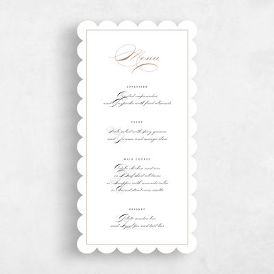 White Scalloped Wedding Menu - Perseus