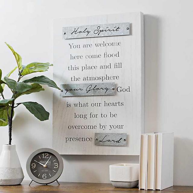 Holy Spirit Wood and Metal Wall Plaque