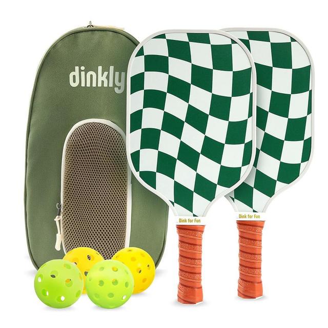 Dinkly Pickleball Paddles Set of 2 - USAPA Approved Graphite Pickleball Racket, 2 Pickleball Rackets, 4 Balls and 1 Portable Carry Bag, Pickle Ball Set for Men Women Beginners