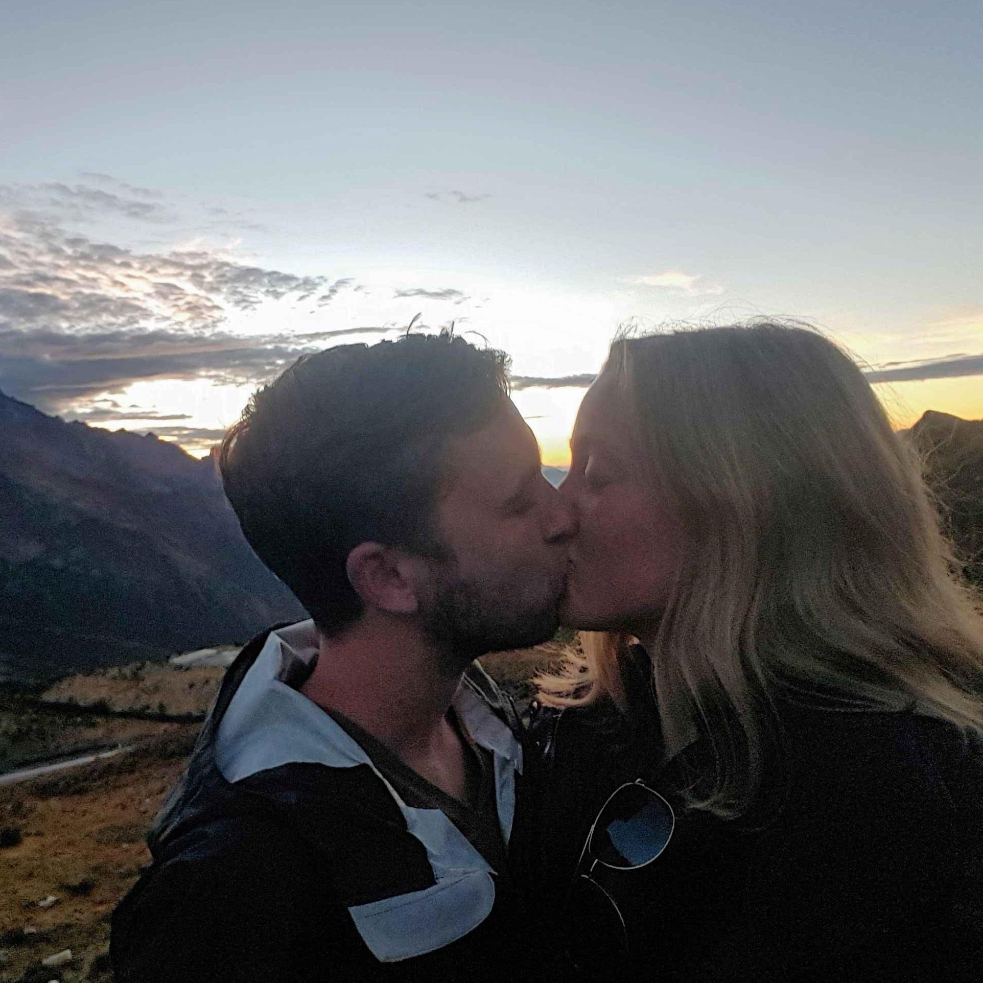 The prettiest sunset we've ever seen, driving above the clouds on our way to Machu Picchu.