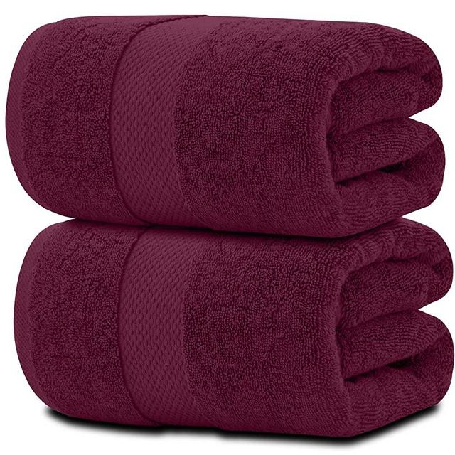 White Classic Luxury Bath Sheet Towels Extra Large | Highly Absorbent Hotel spa Collection Bathroom Towel | 35x70 Inch | 2 Pack (Wine Red)