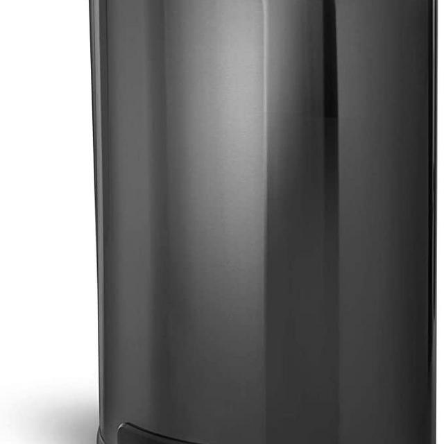 Home Zone Living 12 Gallon Kitchen Trash Can in *Black*, Semi-Round Stainless Steel, Step Pedal, 45 Liter
