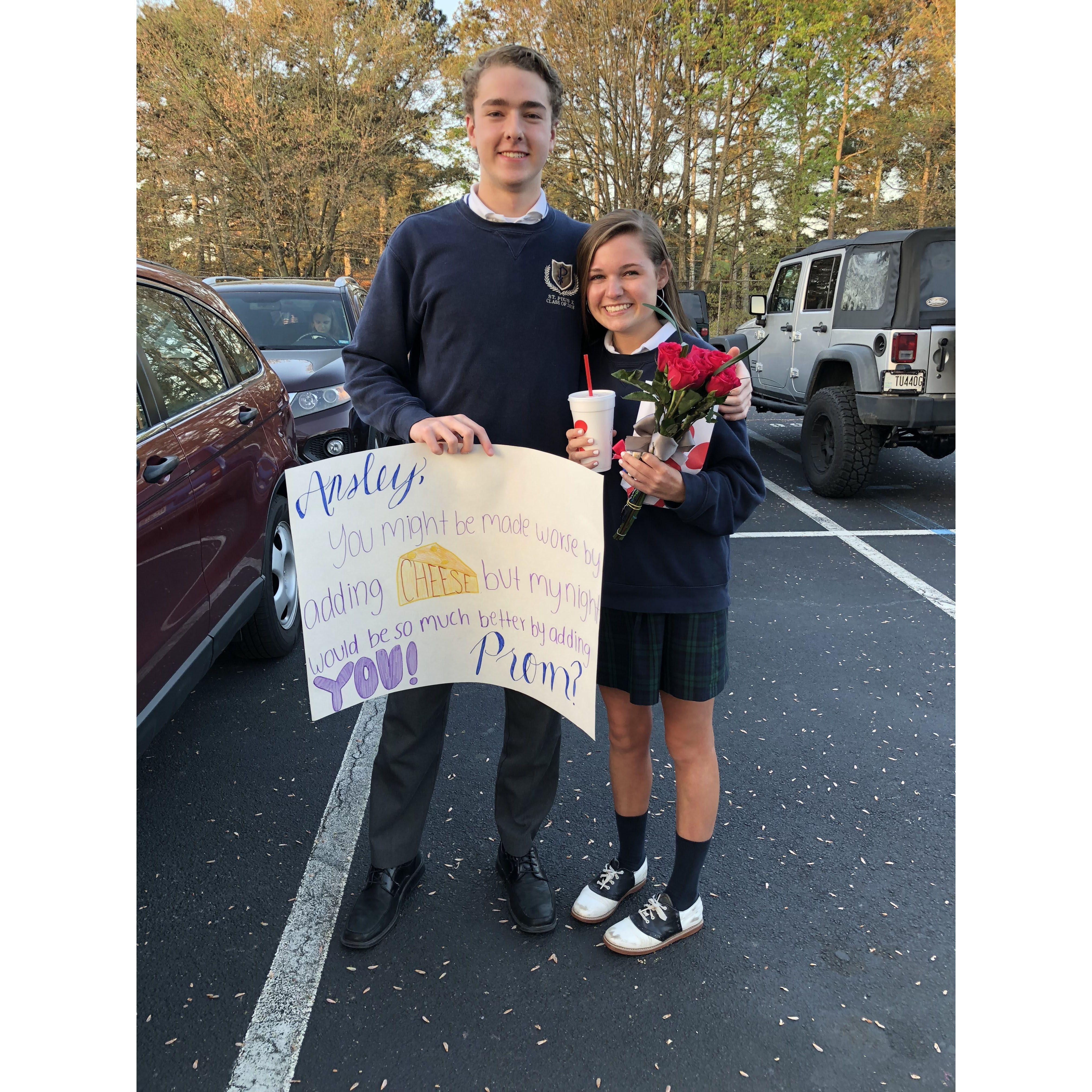 Wilson asks Ansley to St. Pius X Prom, April 2018!