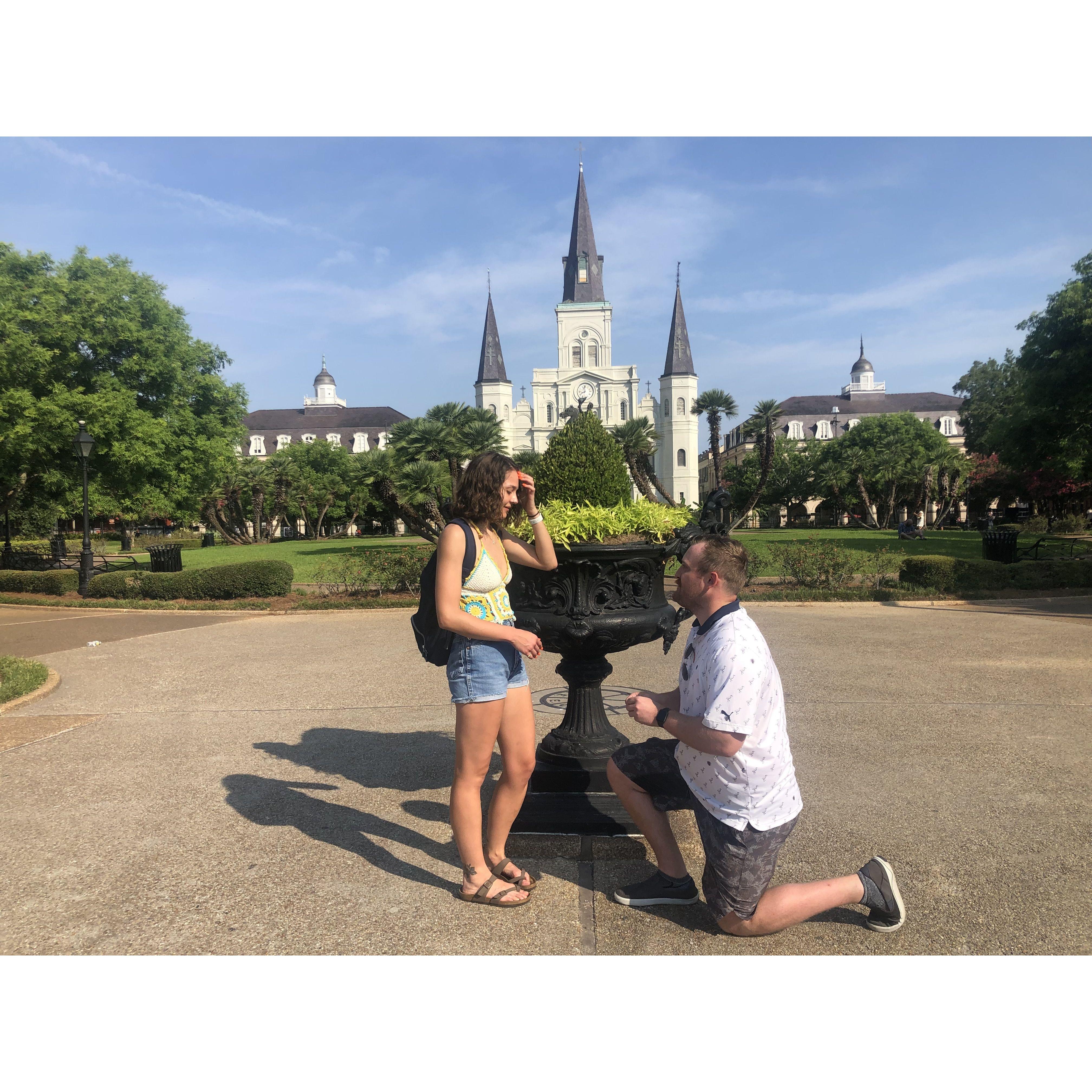 This is the moment of our engagement in New Orleans!