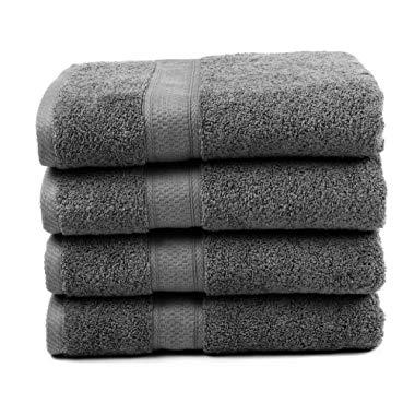 Ariv Collection Premium Bamboo Cotton Bath Towels - Natural, Ultra Absorbent and Eco-Friendly 30" X 52" (Grey) (4 piece set)