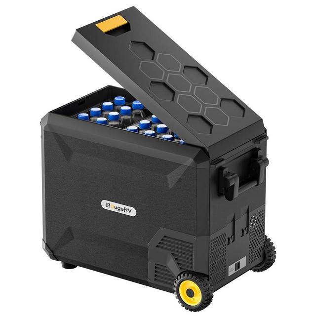 BougeRV 12V Refrigerator Dual-Zone, 12v Fridge Electric Cooler Aspen 40 Pro, Battery Powered Fridge, Quick Freeze to -4 °F with IceDrive, 41L (43QT)(Battery not included)