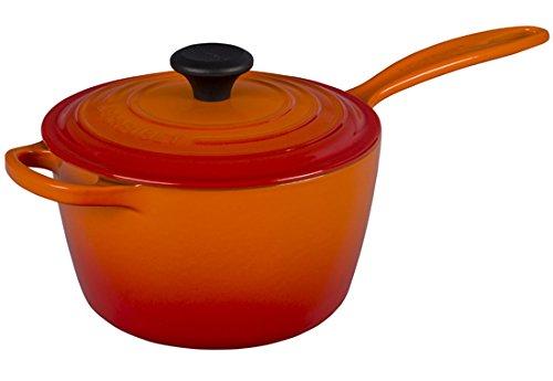Le Creuset LS2518-182 Signature Enameled Cast-Iron Saucepan, 2 1/4 Quart, Flame