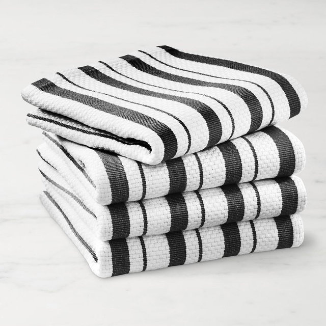Williams Sonoma Classic Stripe Towels, Set of 8, Jet Black