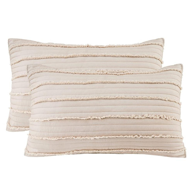 BOSOWOS Standard Size Pillow Shams Set of 2, Ultra Soft Breathable 20 x 26 Inches Pillow Case Envelope Closure, Microfiber Boho Farmhouse Pillowcases for Easy Care, Khaki
