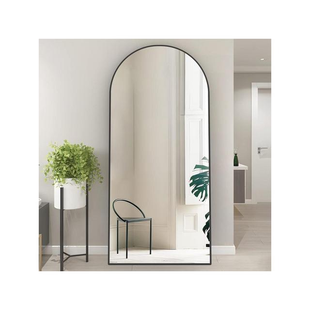 71"X27.5"Black Arch Mirror Full Length,Tall Arched Mirror,Free Standing Mirror,Full Size Mirror With Stand,Narrow Wall Mirror-The Pop Home