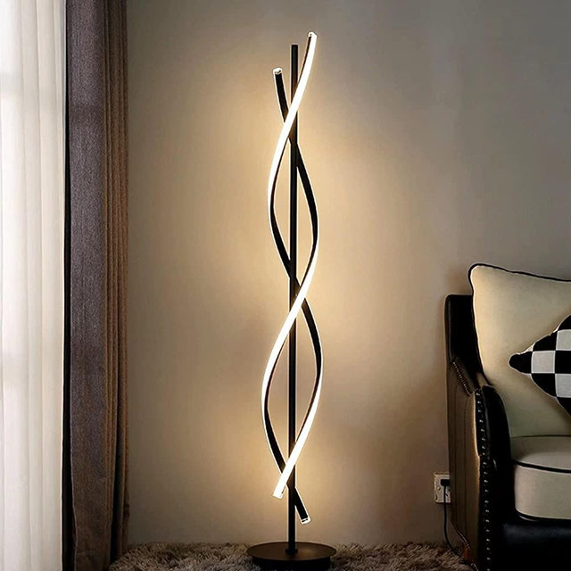 JUTIFAN LED Spiral Floor Lamps for Living Room with Remote , 35W Dimmable Standing Lamp for Living Room, 54" LED Modern Spiral Floor Lamp, 3 Adjustable Color Corner Modern Reading lamp for Bedroom