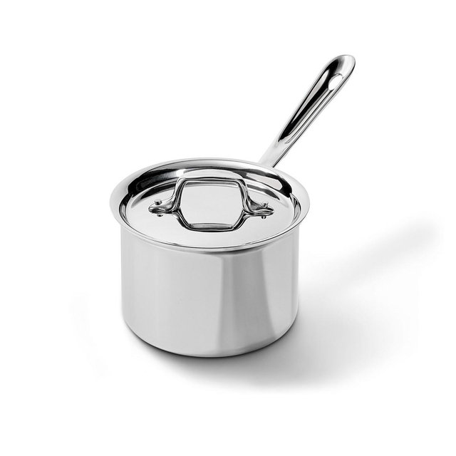All-Clad 2qt Stainless Steel Sauce Pan with lid, 3-Ply Bonded Cookware, Silver