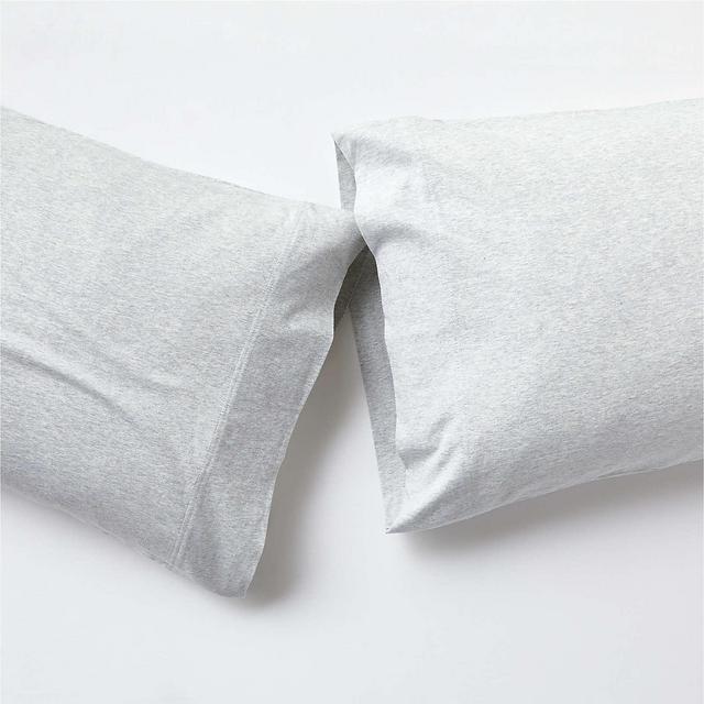 Organic Jersey Light Grey King Pillowcases, Set of 2