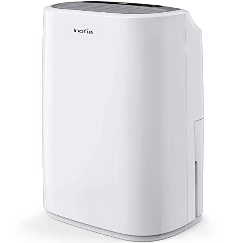 Inofia 30 Pint 1500 SQ FT Home Dehumidifiers for Basements Bathroom Garage Laundry/Store Room, Portable Dehumidifiers for Small & Midium-size Rooms with Continuous Drain Hose & Water Reservoir