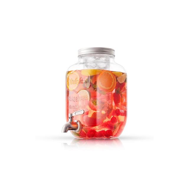 JoyJolt Glass Drink Dispenser, Ice Cylinder, & Fruit Infuser - 1 Gallon Drink Dispensers for Parties