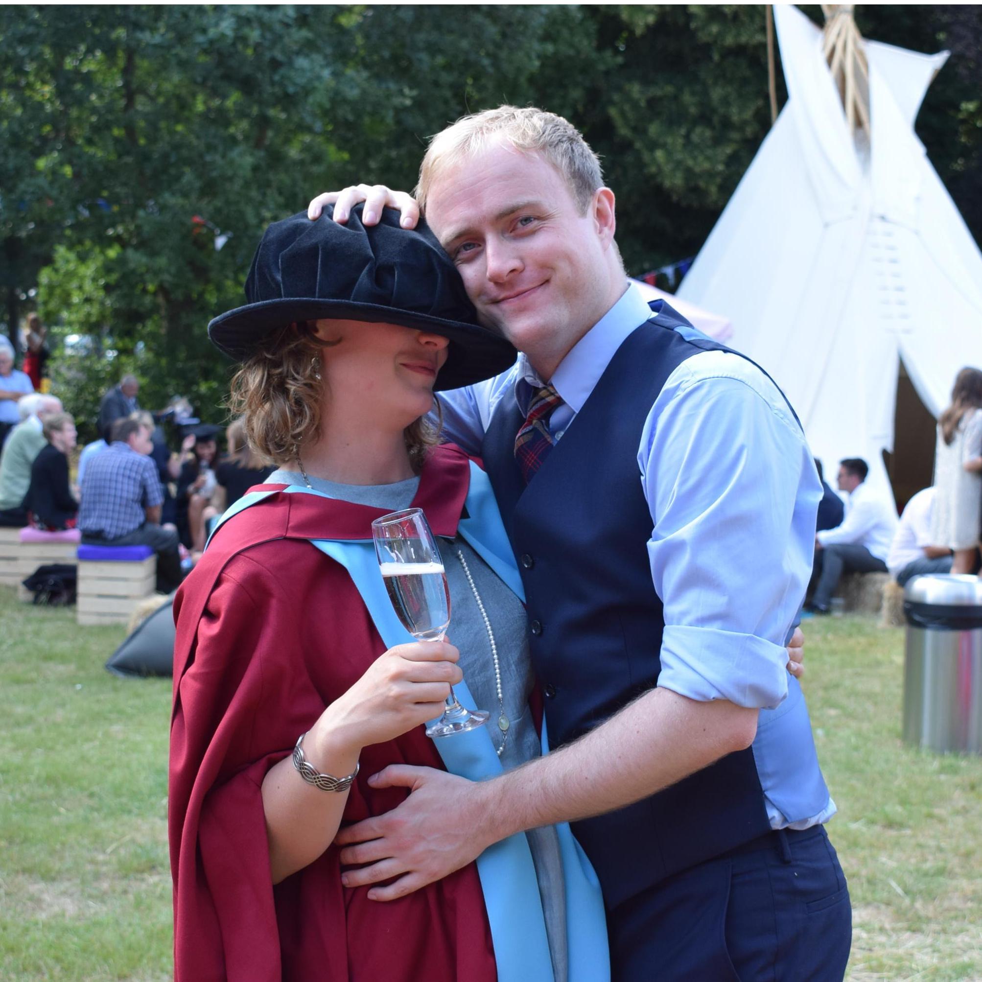 Aya's PhD graduation in 2018. Start of Kenneth's career as a comedian.