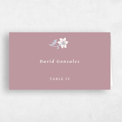 Dusty Rose, Pink Wedding Place Card - Petal