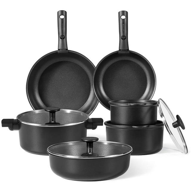 CAROTE 13pcs Pots and Pans Set Non Stick, Cookware Set Detachable Handle, Nonstick Induction Kitchen Cookware Sets Non Stick with Removable Handle, RV Cookware Set, Oven Safe Cookware Set, Black