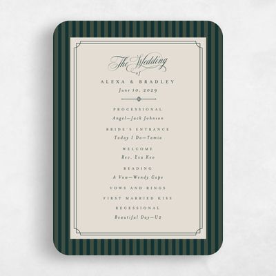 Green Rounded Wedding Program - Loren
