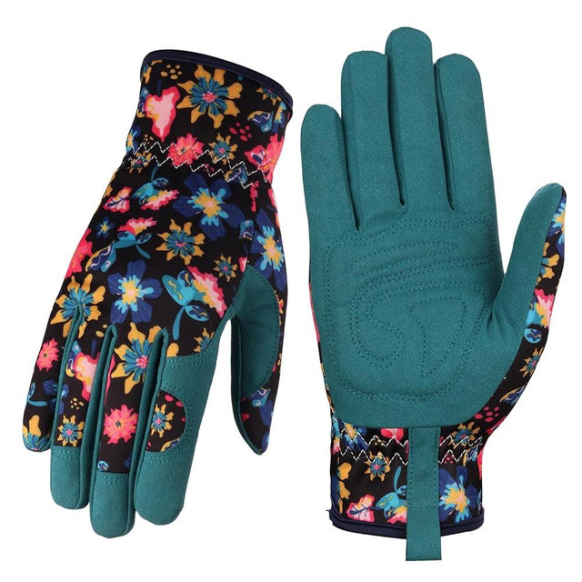 Bamllum Leather Gardening Gloves for Women - Working Gloves for Weeding, Digging, Planting, Raking and Pruning