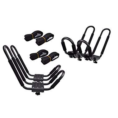 Lifetime Warranty TMS® 2 Pairs J-Bar Rack HD Kayak Carrier Canoe Boat Surf Ski Roof Top Mount Car SUV Crossbar
