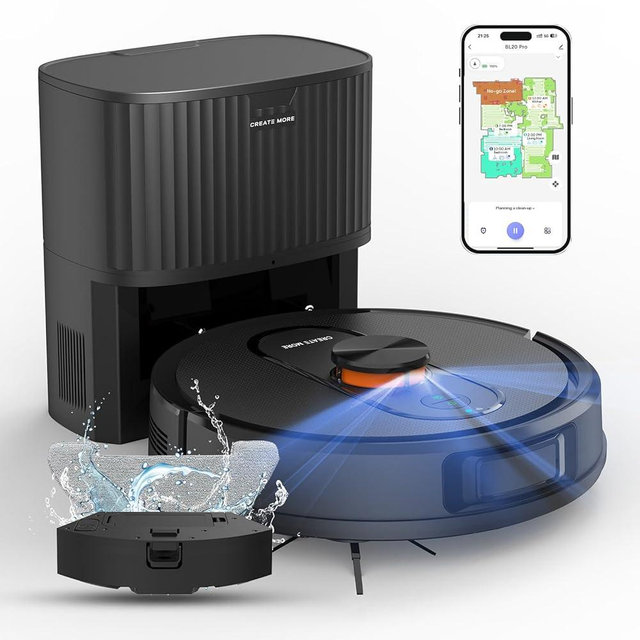 Robot Vacuum and Mop with LiDAR Navigation, 5000Pa Robot Vacuum Cleaner with Self-Emptying, 90-Day Hands-Free,Mapping, Wi-Fi/App/Alexa Control, Ideal for Pet, Hard Floors, Carpet