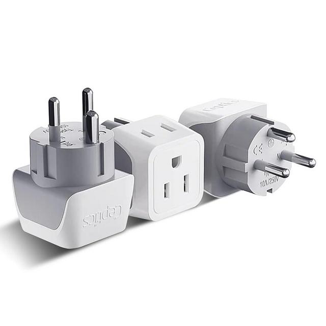 Ceptics Denmark Travel Adapter Plug with Dual Usa Input - Power - Type K (3 Pack) - Ultra Compact - Safe Grounded Perfect for Cell Phones, Laptops, Camera Chargers and More (CT-20)