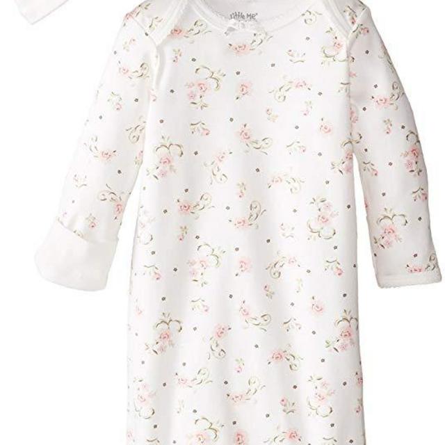 Ivory/multi Little Me Girls' Vintage rose 2-Piece Gown & Hat Set
