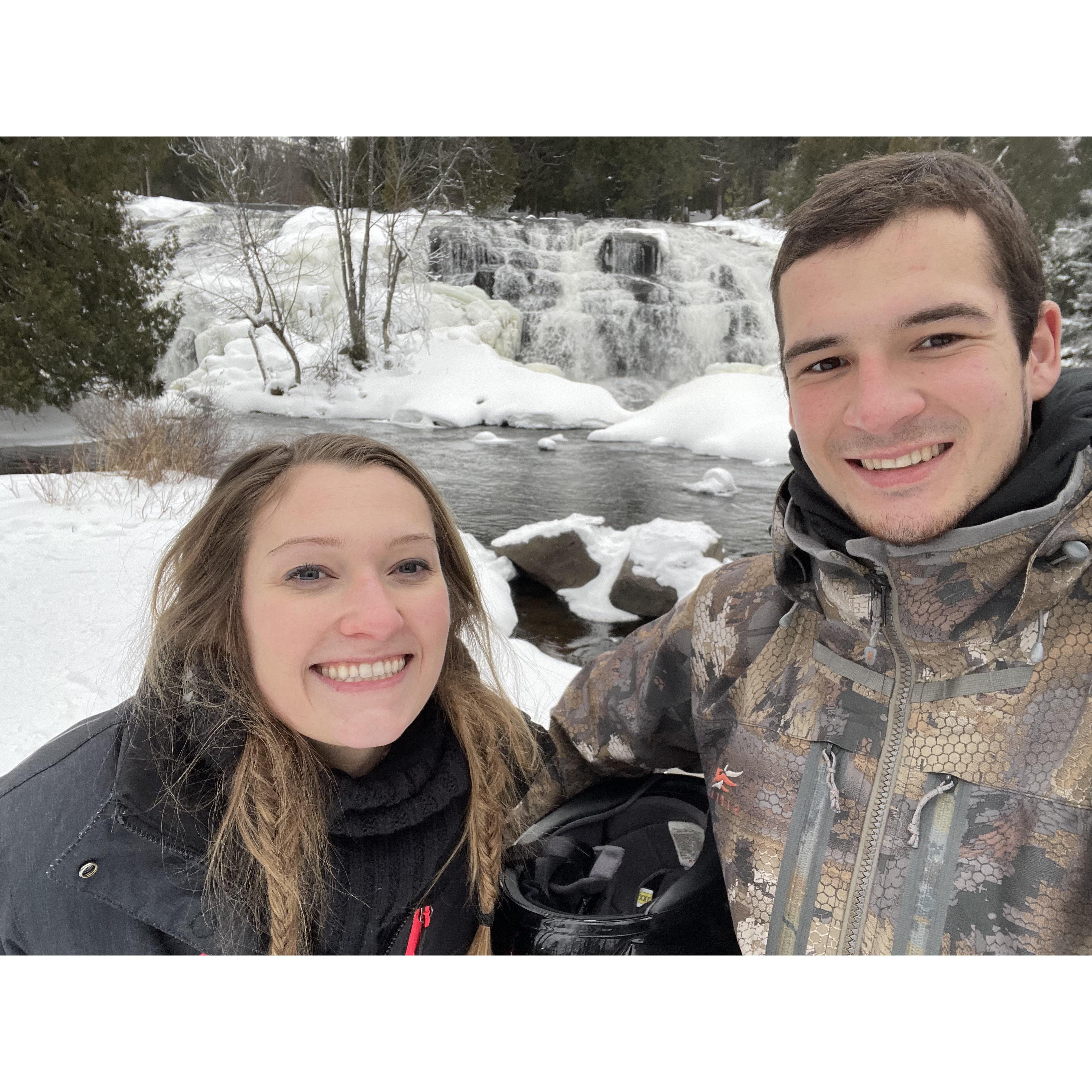 Bond Falls Snowmobile stop